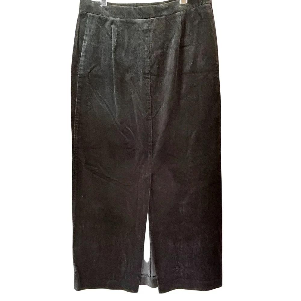 Vintage 90s Ralph Lauren Black Corduroy Maxi Skirt 8 Dark Academia Quiet Luxury - Picture 3 of 8